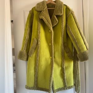 Melon green shearling coat from OW Intimates, Small